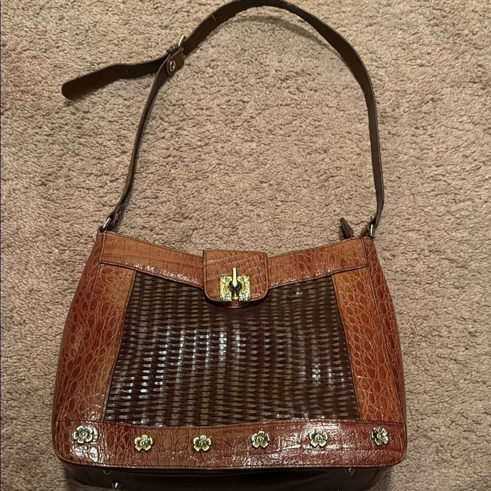 MC Marc Chantel Leather Shoulder Bag with Woven Texture
